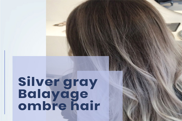 Silver gray Balayage ombre hair