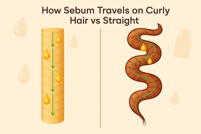 How Sebum Travels on Curly Hair vs Straight