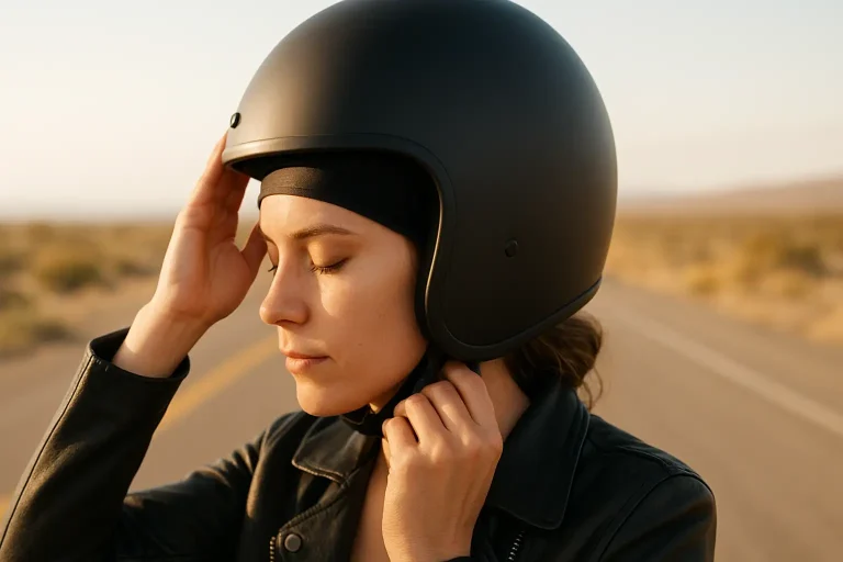 fine hair under a motorcycle helmet