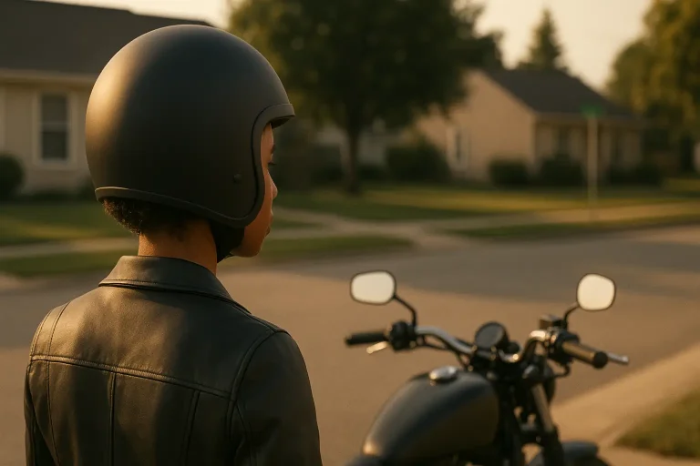 motorcycle helmet and short curly hair